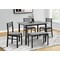 Monarch Specialties Dining Set, 5pcs Set, 40 in. Rectangular, Kitchen, Small, Black Metal, Grey Laminate, Grey Fabric I 1037 - alternate 2